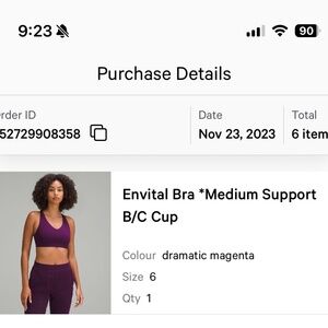 Lululemon envital sports bra dramatic magenta 6